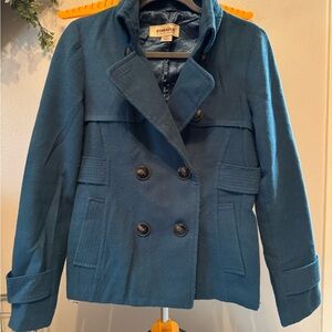 Hydraulic Teal Double-Breasted Pea Coat